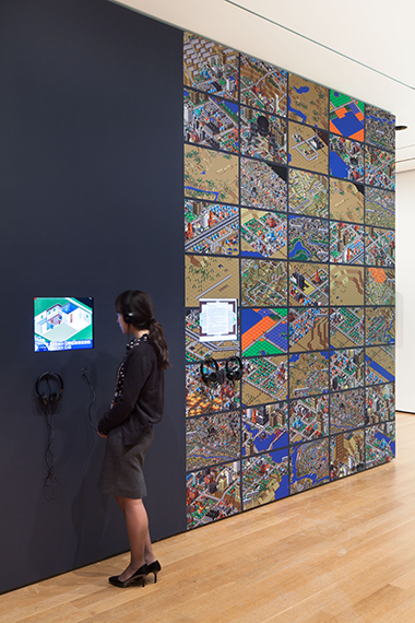 Installation view of "SimCity 2000," designed by Will Wright