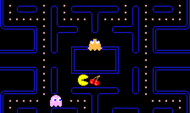 "Pac-Man" (1980) by Tōru Iwatani of NAMCO LIMITED, now NAMCO BANDAI Games Inc. Gift of NAMCO BANDAI Games Inc.